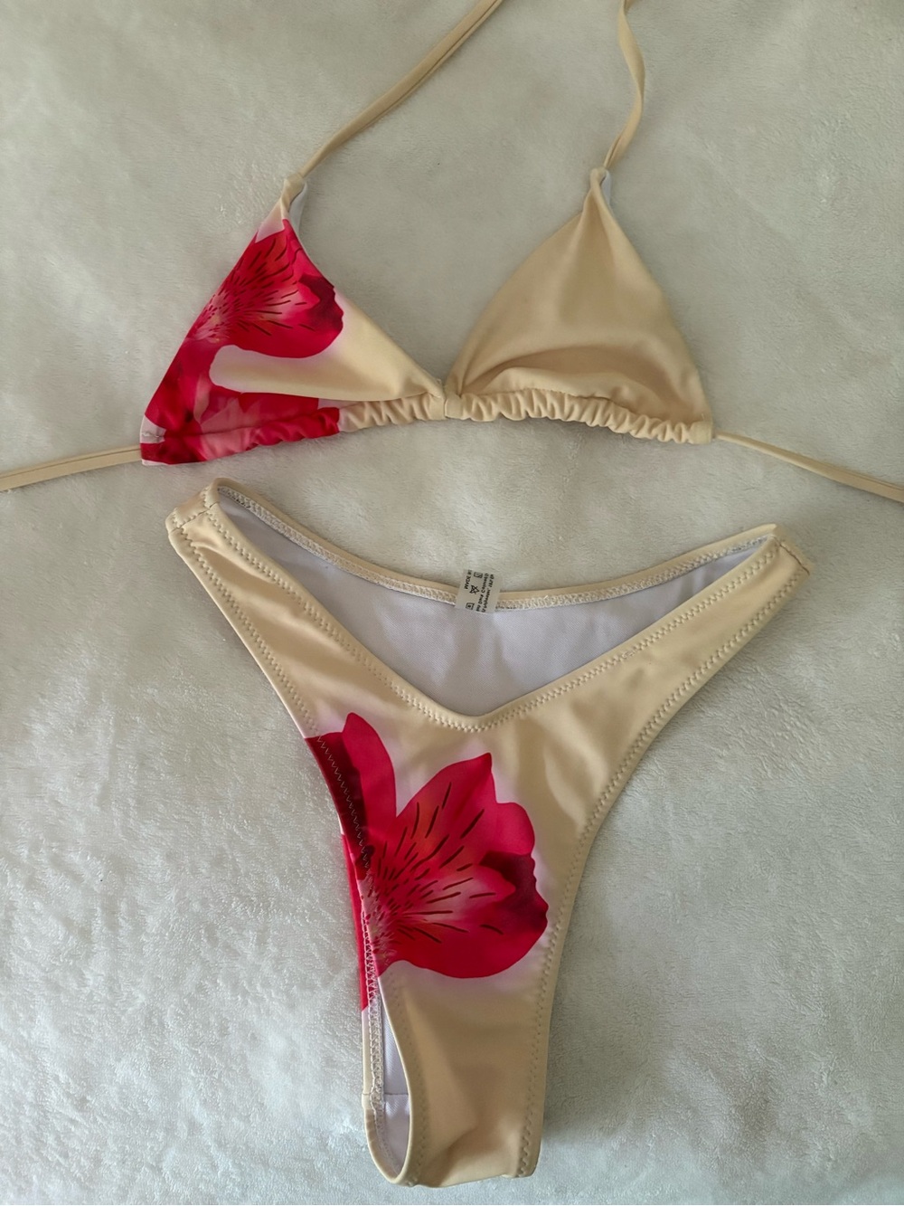 Light Yellow Floral Triangle Bikini Set